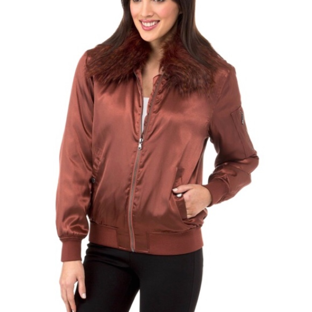 NWT Calvin Klein bomber jacket removable fur trim